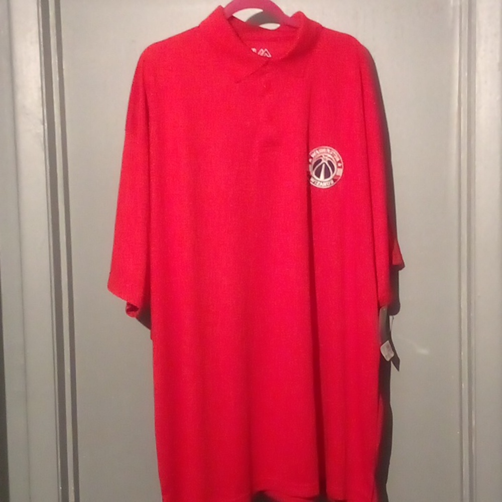 Men's Red Majestic NBA Brand Washington Wizards Polo. Size 3XLT